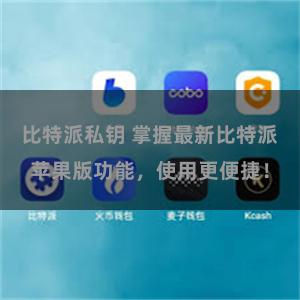 比特派私钥 掌握最新比特派苹果版功能，使用更便捷！